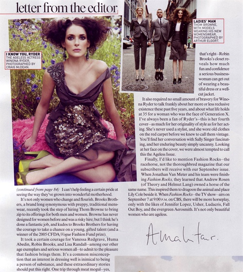 Winona Ryder 《VOGUE》8月号